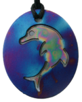 Oval Blue/Patterned Dolphin Teen Tesla's Plate Personal Pendant Design