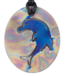Oval Patterned/Blue Dolphin Teen Tesla's Plate Personal Pendant Design